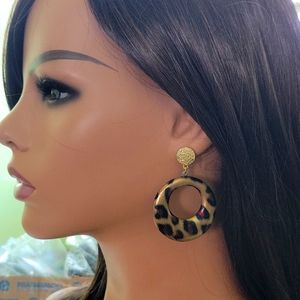 Leopard earrings hoops boho bohemian